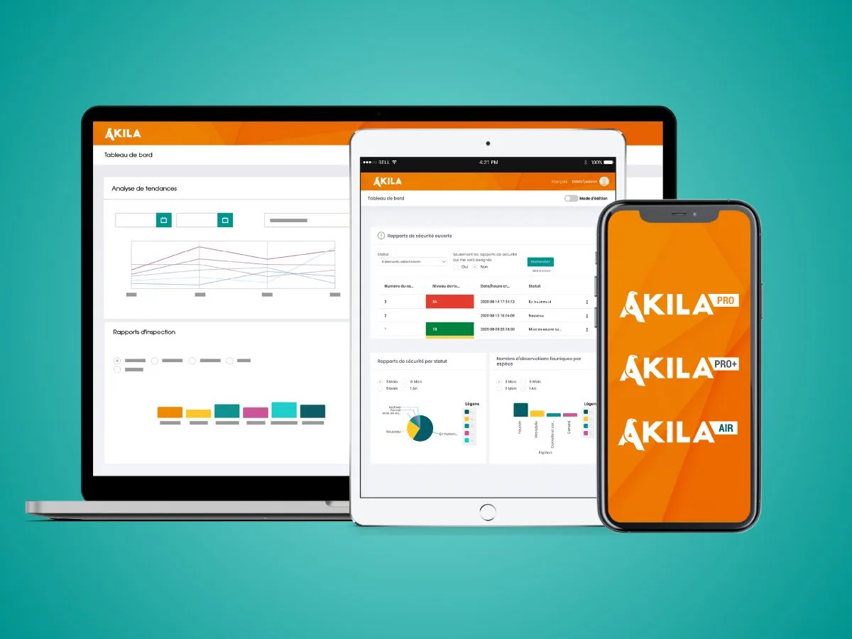 Interface intuitive d’Akila présentant le tableau de bord centralisé des données SGS dans l'aviation